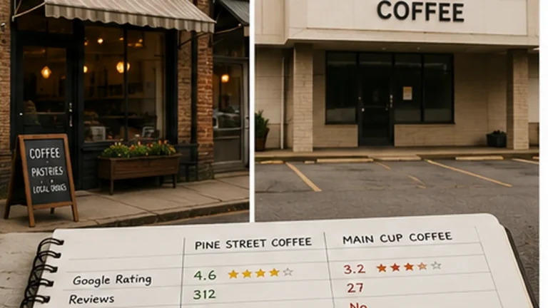 Two local businesses compared using current public marketing evidence, ratings, visibility and opportunities.